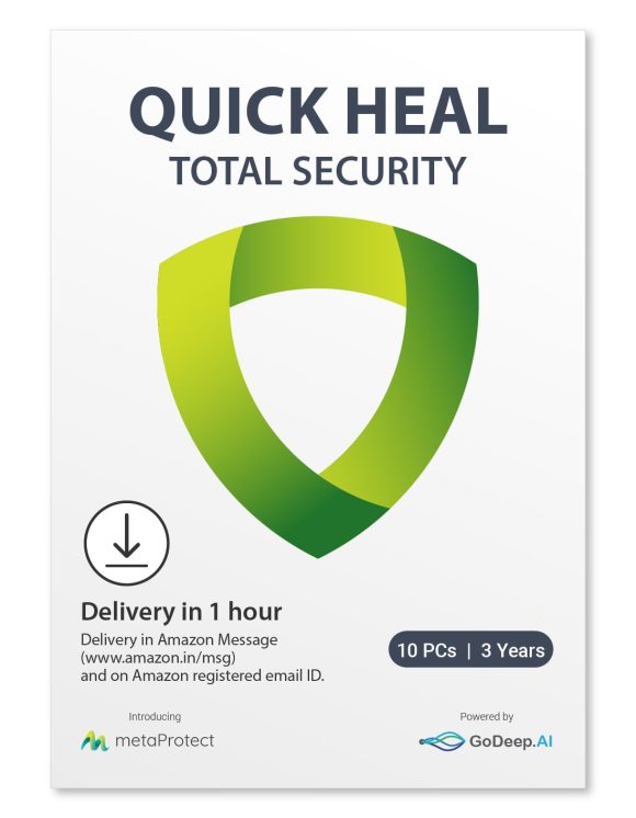 Quick Heal Total Security - 10 PCs, 3 Years | AI Based Device Security for Windows PC | Banking and Browsing Protection | Dark Web Monitoring and Parental Control (Email Delivery in 1 Hour- No CD)