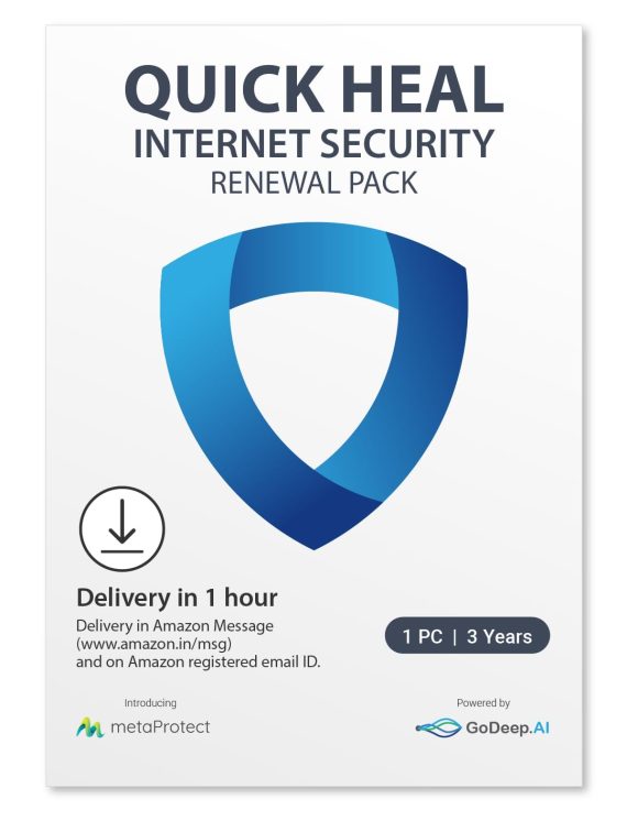 Quick Heal Internet Security Renewal Upgrade - 1 Users, 3 Year (Single Key) (Email Delivery In 1 Hour- No Cd)- Existing single User Internet Security Subscription Needed