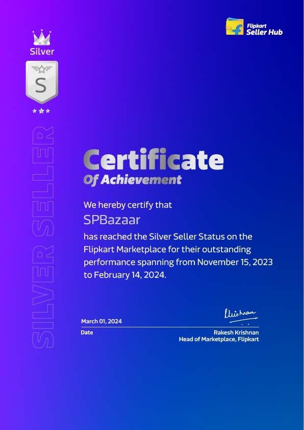 Certificate of achivement by Flipkart
